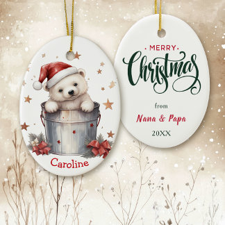 Décoration En Céramique Ours polaire mignon dans Bucket Kids Noël