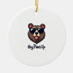 Décoration En Céramique Ours vintage Hey Paws Up avec des lunettes de sole