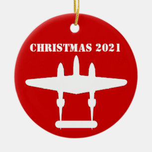 Décoration En Céramique P-38 Éclair Noël 202 Rouge et Blanc en céramique O