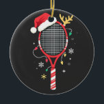 Décoration En Céramique Paddle de tennis avec chapeau de Santa et lumières<br><div class="desc">tennis de Noël,  sports de vacances,  paddle de tennis chapeau de Santa,  tennis festif,  lumières de Noël,  esprit de vacances,  cadeau de joueur de tennis,  sports Noël,  ventilateur de tennis de vacances,  gala de sport de Noël</div>
