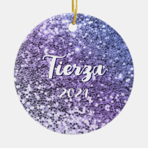 Décoration En Céramique Paillettes Gros Grain Ombré Violet Personnalisé