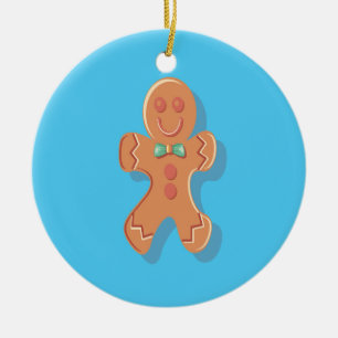 Décoration En Céramique Pain d'épices de Noël homme en bleu