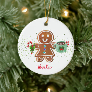 Décoration En Céramique Pain d'épices NOM Fille Sucre de canne de Noël cac