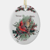 Décoration En Céramique Paire des Cardinaux 1er Noël Ensemble (Droite)