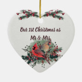 Décoration En Céramique Paire des Cardinaux 1er Noël Ensemble (Dos)