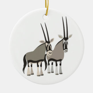 Décoration En Céramique Paire mignonne de l'ornement d'oryxes de dessin