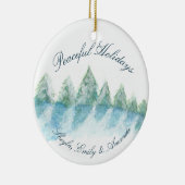 Décoration En Céramique Paisible Forêt d'hiver Aquarelle Script Noël (Droite)