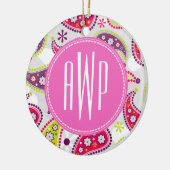 Décoration En Céramique Paisley et monogramme rose (Gauche)