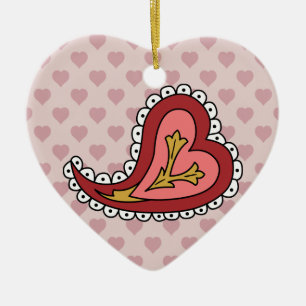 Décoration En Céramique Paisley Heart Ornament
