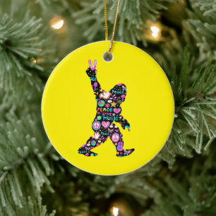 Décoration En Céramique Paix Amour Bigfoot Hippie Drôle Amateur de Bigfoot