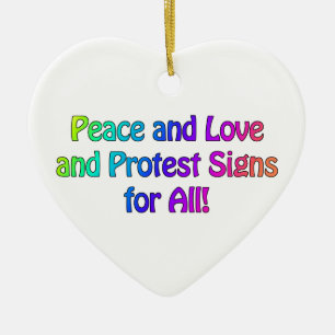 Décoration En Céramique Paix et Amour et signes de protestation pour tous