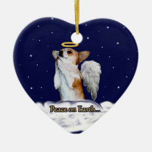 Décoration En Céramique Paix sur l'ornement de coeur d'ange de Dott de la