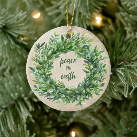 Décoration En Céramique Paix sur Terre Boxwood rustique Aquarelles Vacance (Arbre)