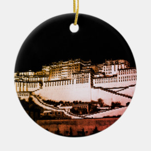Décoration En Céramique Palais de Lhassa & Potala la nuit, Tibet (Himalaya