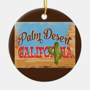 Décoration En Céramique Palm Desert California Cartoon Desert Retro Travel
