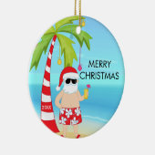 Décoration En Céramique Palmier détendant Noël tropical de Père Noël (Droite)