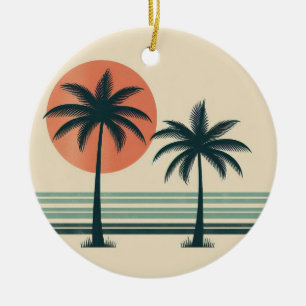Décoration En Céramique Palmier tropical rétro/vintage