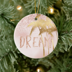 Décoration En Céramique Palmiers d'or Pink Ombre Parties scintillant Dream