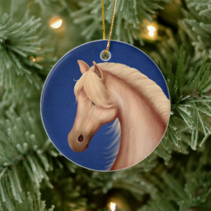 Décoration En Céramique Palomino Personnalisé Pony Rouge Blanc Bleu Cheval