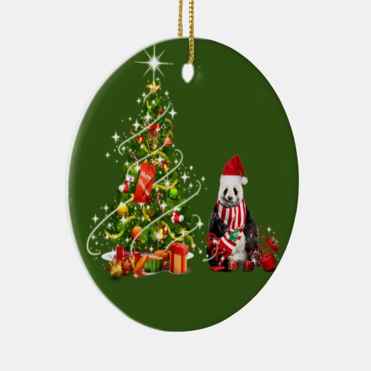 Décoration En Céramique Panda Avec Des Scafés Casquettes Noël (Droite)