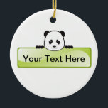 Décoration En Céramique Panda Banner<br><div class="desc">Illustration de mignonne panda avec bannière. Couleur arrière - plan personnalisable.</div>