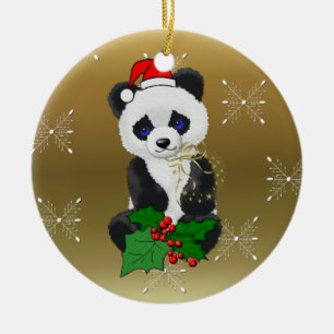 Décoration En Céramique Panda de Noël