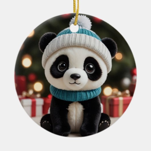 Décoration En Céramique Panda de Noël (Devant)