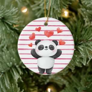 Décoration En Céramique Panda et Coeurs mignons
