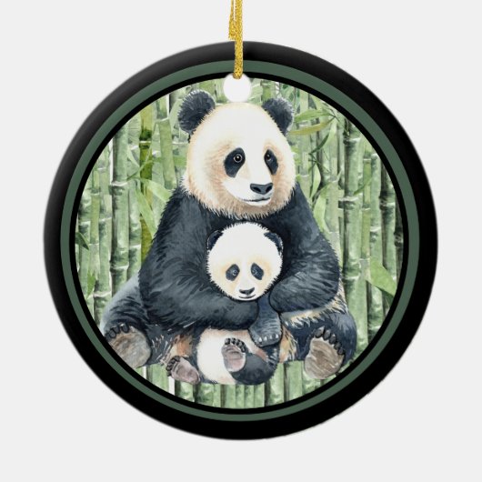 Décoration En Céramique Panda ours maman et bébé (Dos)