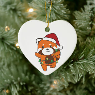 Décoration En Céramique Panda rouge Animaux d'hiver Pandas rouge Cera
