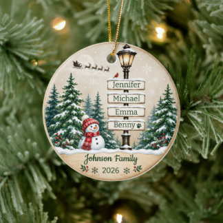 Décoration En Céramique Panneau d'arbre de Noël personnalisé pour la famil