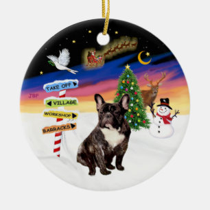 Décoration En Céramique Panneaux de Noël - Bouledogue français bringé