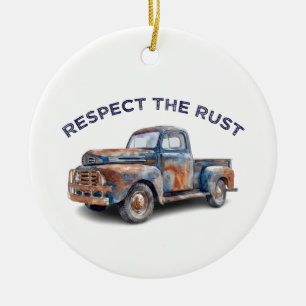Décoration En Céramique Papa drôle respecte la blague de camionnette rouil