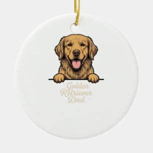 Décoration En Céramique Papa Golden Retriever Gravure Vintage
