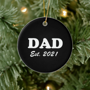 Décoration En Céramique Papa personnalisé date établie noir blanc moderne