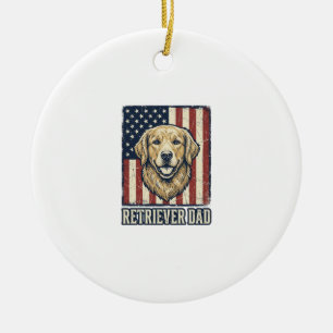 Décoration En Céramique Papa Retriever Chemise Drapeau Chien Vintage Desig
