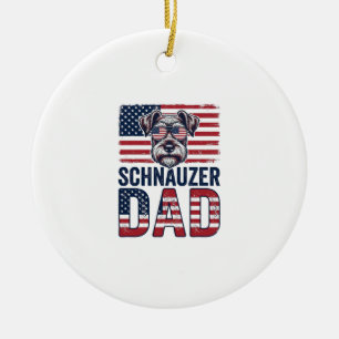 Décoration En Céramique Papa Schnauzer Patriotique Vintage Chien