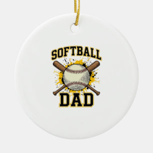 Décoration En Céramique Papa Softball Vintage Université Dessin Bats Crois