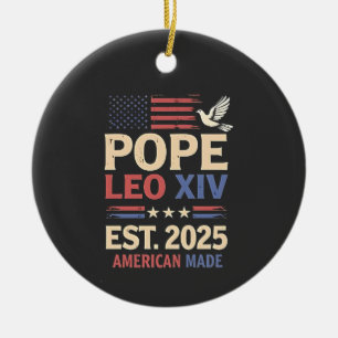Décoration En Céramique Pape Léon XIV est. 2025 4 juillet Drapeau USA