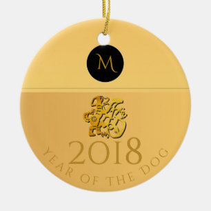 Décoration En Céramique Papier de chien chinois or 2018 Monogramme R Ornam