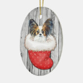 Décoration En Céramique Papillon Chien à Noël Stocker sur le bois (Gauche)
