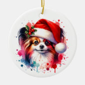 Décoration En Céramique Papillon Chien à Santa Hat Noël Personnalisé (Devant)