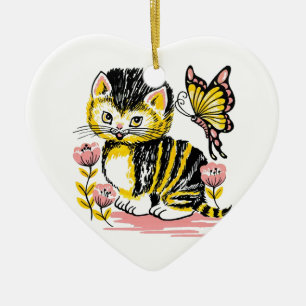 Décoration En Céramique Papillon & Kitten