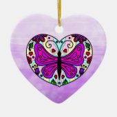 Décoration En Céramique Papillon mauve et mandala du coeur (Devant)