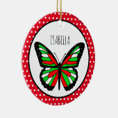 Décoration En Céramique Papillon Polka point personnalisé Noël (Droite)