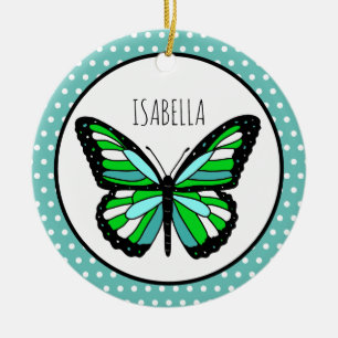 Décoration En Céramique Papillon Polka point personnalisé Noël