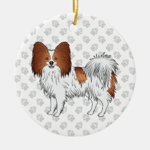 Décoration En Céramique Papillon Rouge Et Blanc Chien Mignon Avec Des Patt