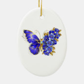 Décoration En Céramique Papillon saphir à fleurs (Dos)