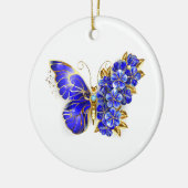 Décoration En Céramique Papillon saphir à fleurs (Gauche)