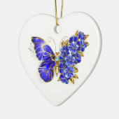 Décoration En Céramique Papillon saphir à fleurs (Gauche)